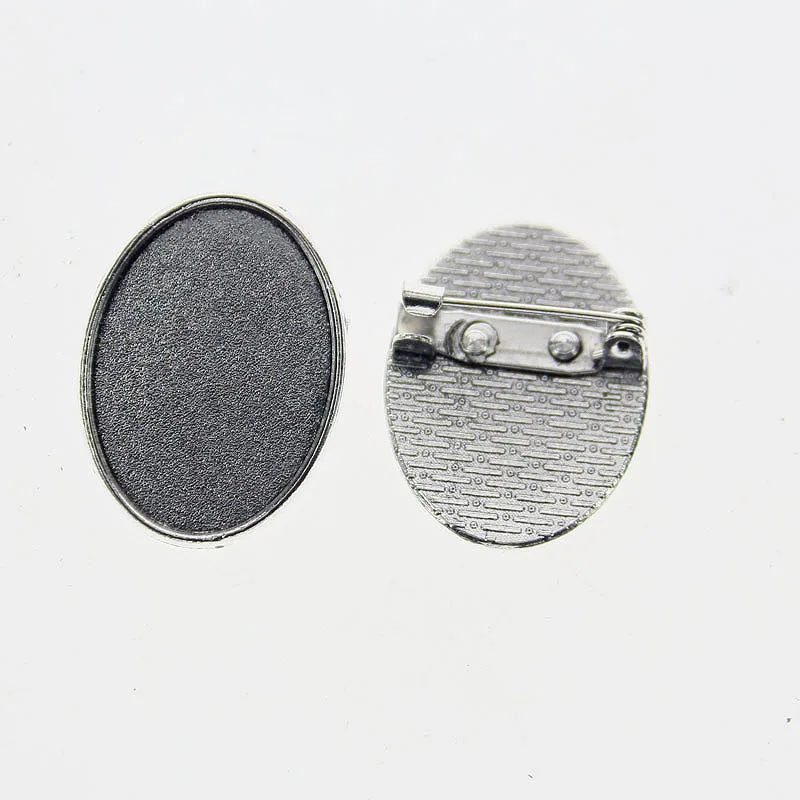 2 Stks/partij Tibetaans Zilver Kleur Ovale 25x3 5/25X18Mm Cabochon Instellingen Broche Ontwerp Bedels Voor Sieraden maken