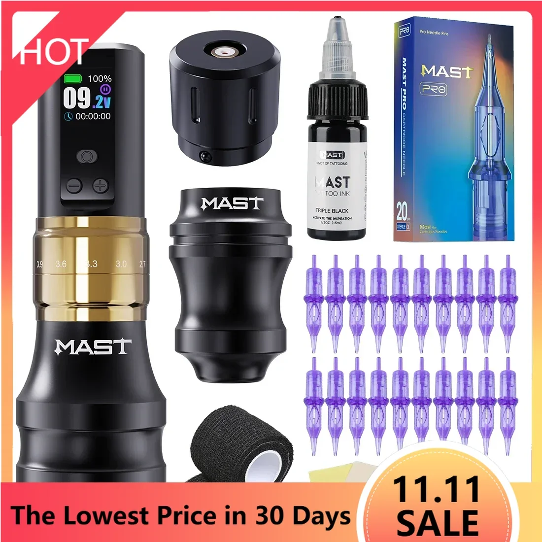 

Mast Tattoo Fold 2 Pro RCA or Wireless Model with 2 Unique Replaceable Large Handles Wireless Tattoo Pen Tattoo Kit