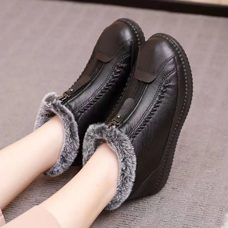 Cold Resistance -30℃ Women & Girls Snow Boots Female Antiskid Winter Shoes Warm Soft Leather Sports Casual Sneakers Size 35-41