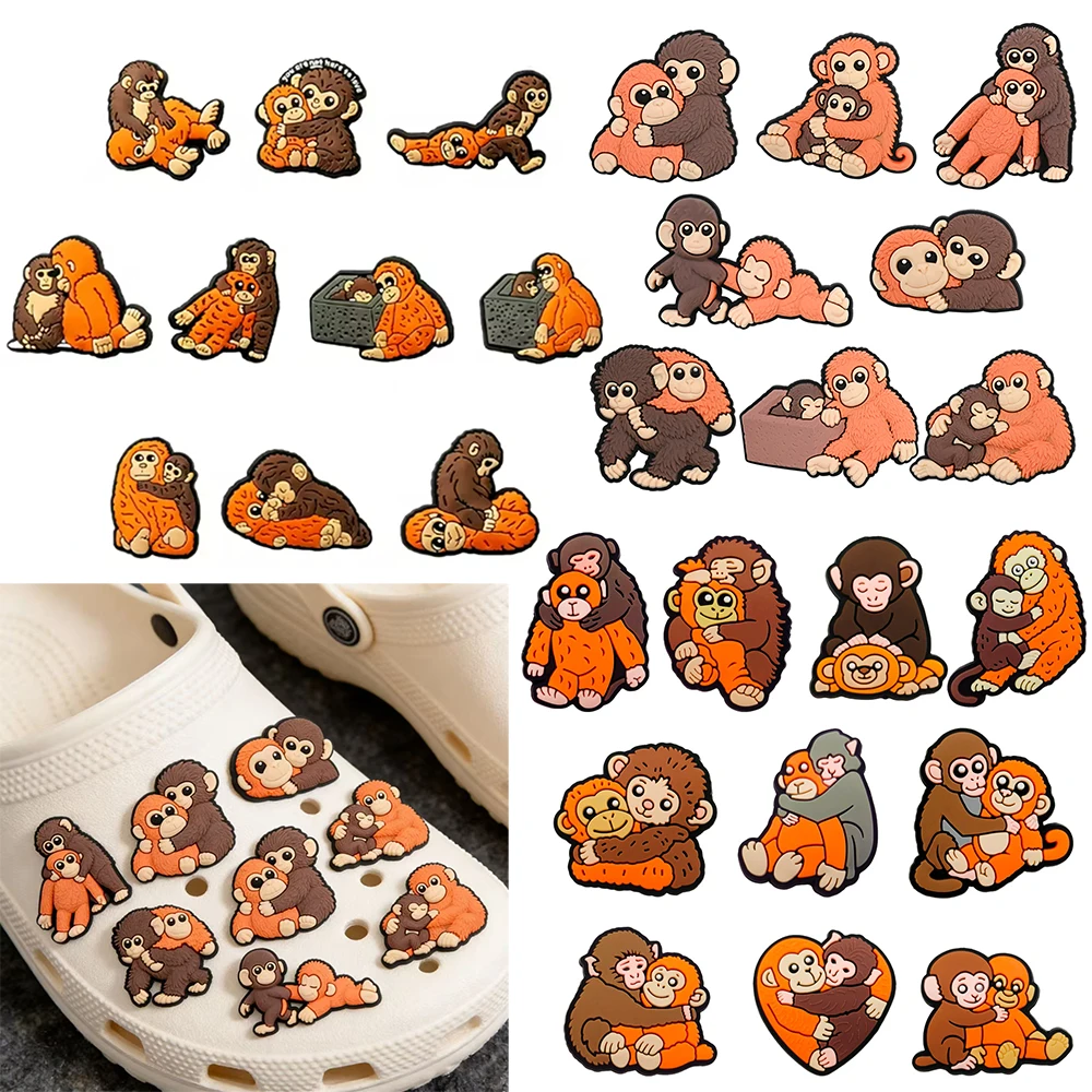 New 8-100pcs Punch Monkey Mixed Shoe Charms PVC Shoe Decoration Bracelet Wristband Sandal shoe Accessories Buckle for Kids Gifts