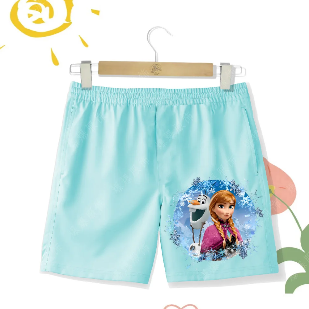 Summer Multicolor Children's High Quality Beach Pants Girl Cartoon Cute 2D Printed Breathable Comfortable Quick Drying Shorts