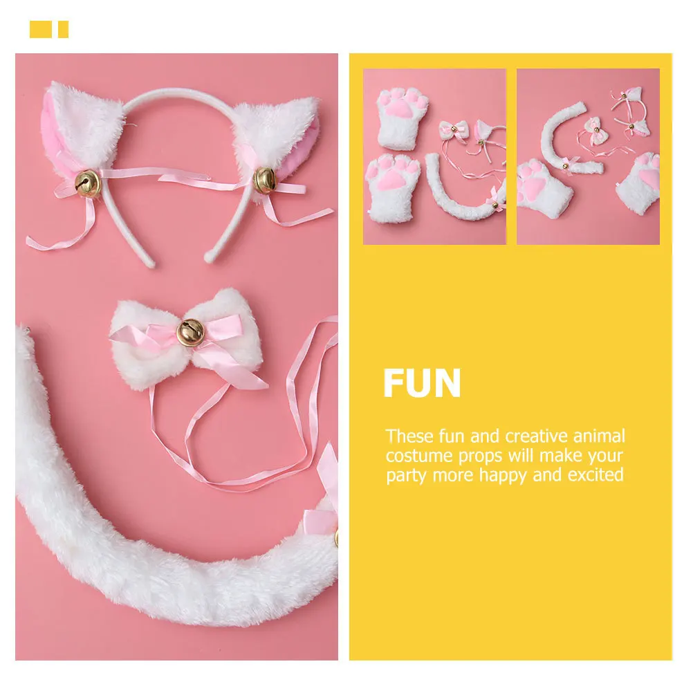 

1 set 1 Set Cat Ears Headband Tail Gloves Bracelets Bow Tie Animal Costume Props For Party Cosplay Festival Carnival Decor