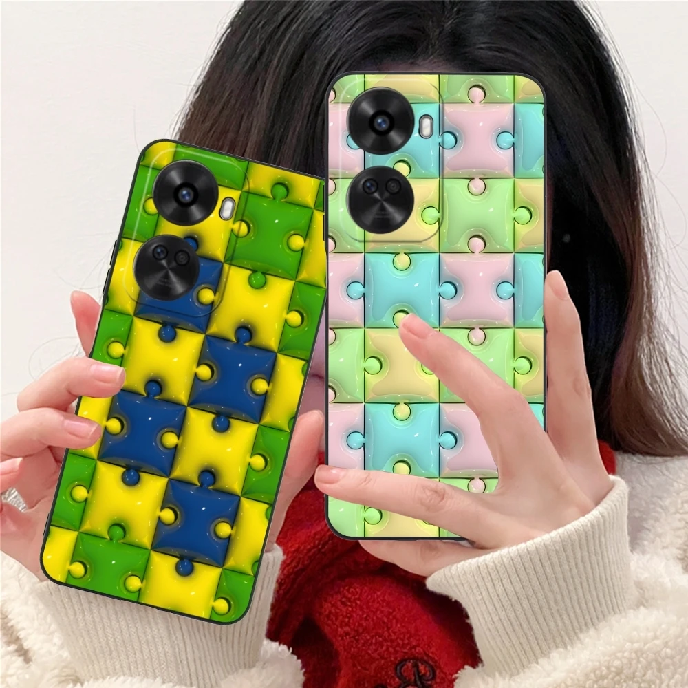 Puzzle Fashion Pretty Mobile Cell Phone Case for Huawei Nova 12 11 10 9 8 7 Pro SE 5G Black Soft Phone Cover Shell