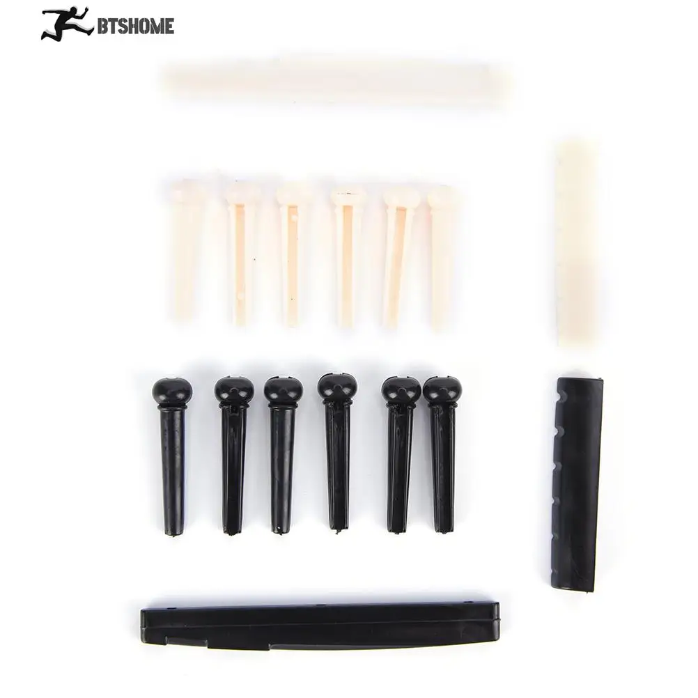 Black/white Color Small And Exquisite Appearance 6Bridge Pins + Saddle + Bridge Saddle Bone For Acoustic Guitar