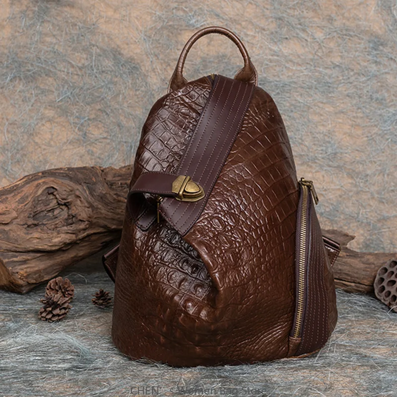 

2025 Vintage Handmade Leather Backpack for Women, Genuine Cowhide Travel Bookbag, Luxury Designer School Bags for Ladies & Girls