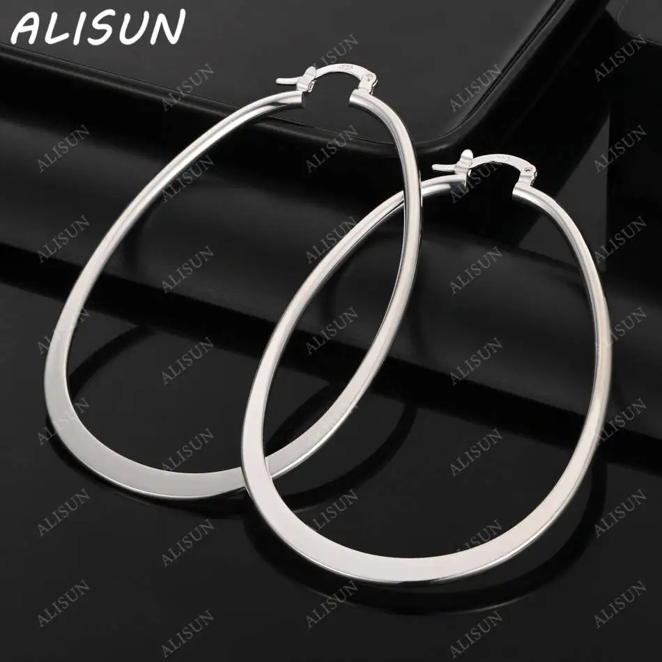 

ALISUN 925 Sterling Silver Water Drop Hoop Earrings For Women Grace Jewelry Trend Fashionable Birthday Party Gifts