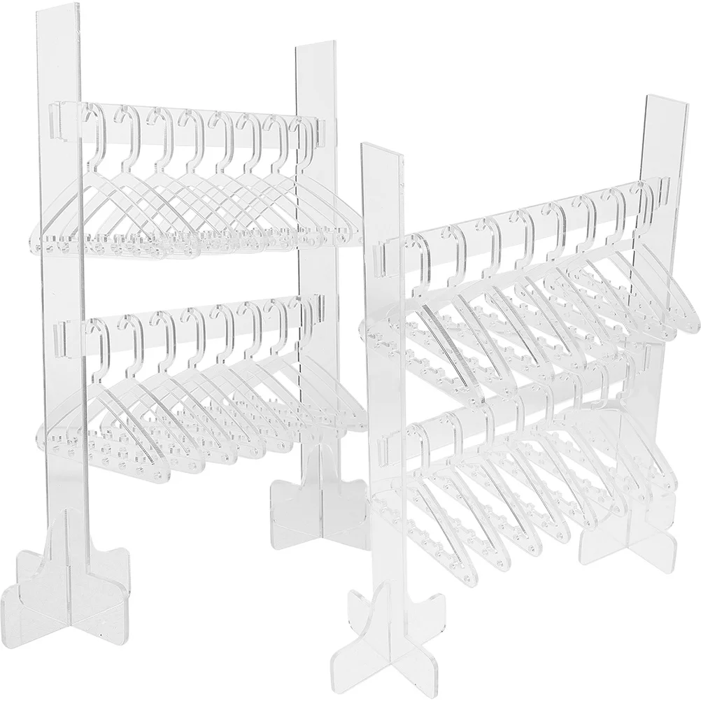 2Pcs Acrylic Jewelry Display Stand Double-Layer Necklace Holder Desktop Organizer for Rings Earrings Bracelets
