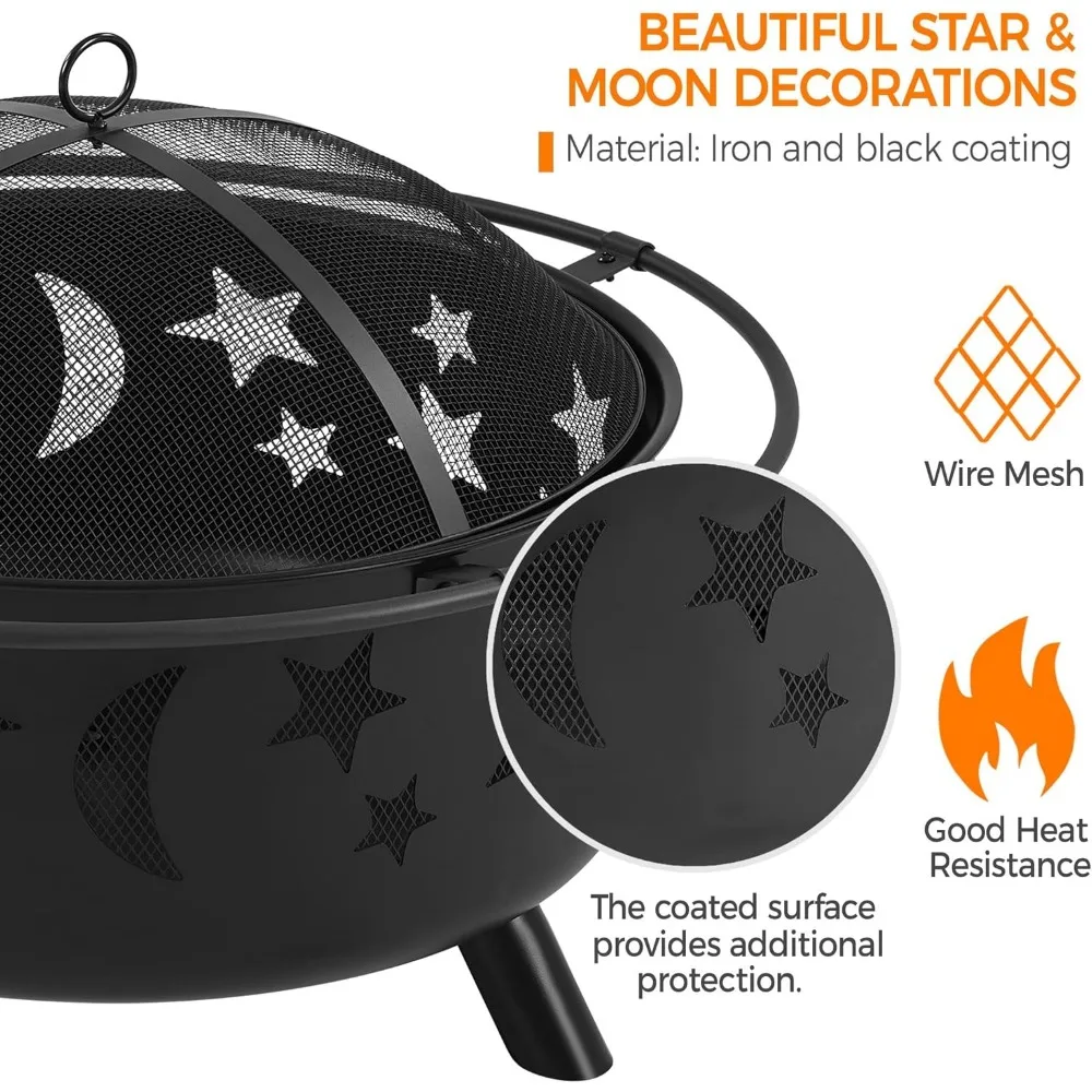 مدفأة خارجية لحرق الخشب مقاس 30 بوصة مع شاشة شرارة وبوكر لسباقات الفناء الخلفي #6