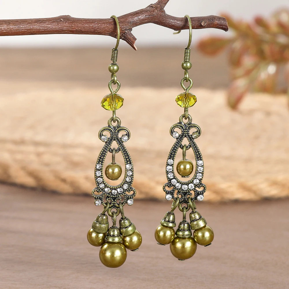 Women's Bohemian Earring Set, Multiple Pairs of Vintage Beaded Tassel Dangle Earrings Combo Pack, Ethnic Style Statement Earrings, for Daily/Party/Vacation Wear