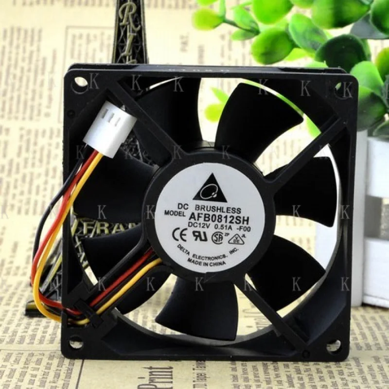 

C For Delta AFB0812SH-F00 DC12V 0.51A 80*80*25mm 3Pin double ball cooling fan