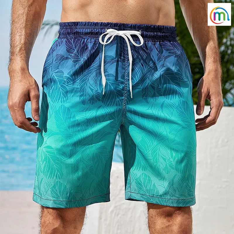

Gradient Graphic Beach Shorts For Men Colorful 3D Printed Board Shorts Summer Casual Vacation Short Pants Loose Surf Swim Trunks