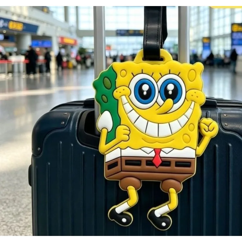 Cute Anime SpongeBob & Patrick Star PVC Luggage Tag for Suitcase Travel with Anti-lost Durable Label Collectible Figures Toys view 6