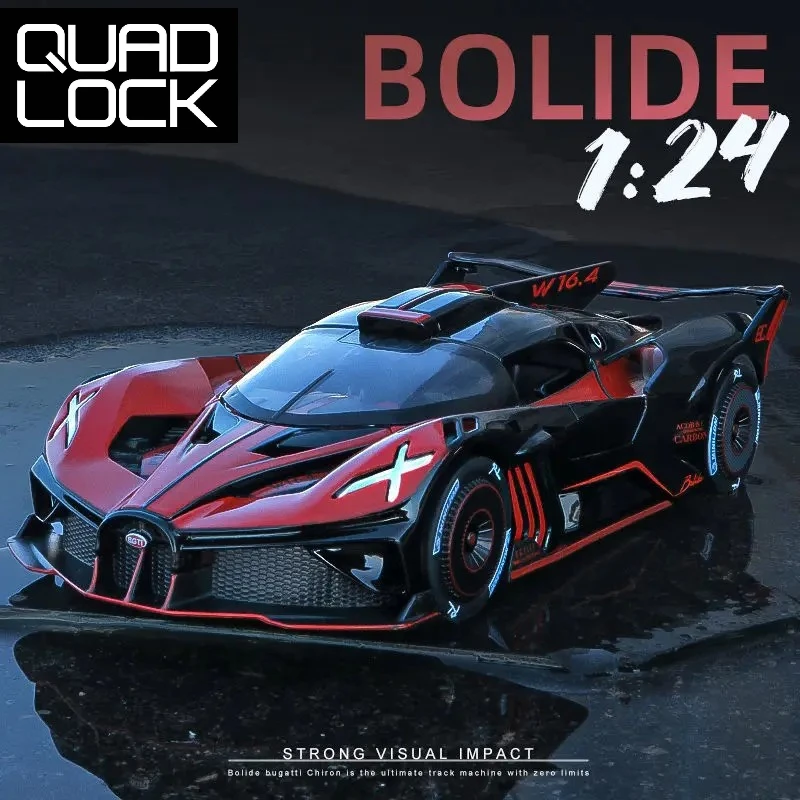1:24 부가티 볼라이드 합금 스포츠카 모델 다이캐스트 메탈 장난감 레이싱 차량 소리와 빛 장난감 컬렉션 어린이 선물