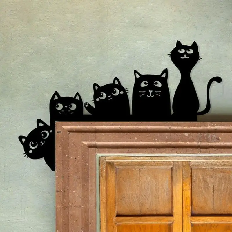 1pcs Metal Halloween Black Cat Door Topper Halloween Door Corner SignCat SilhouetteDecorative Signs & Plaques For Living Room