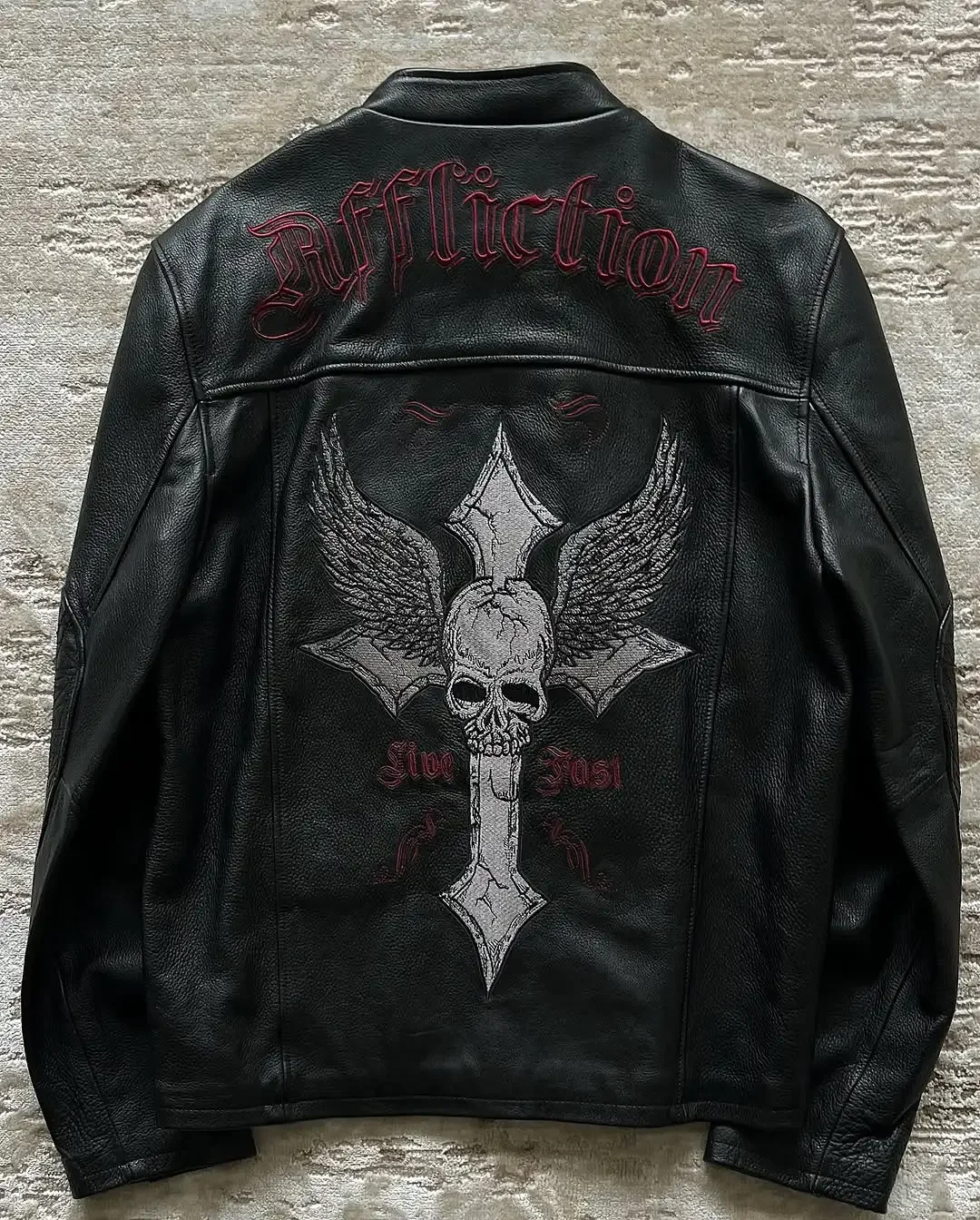 Affliction Jackets New Hip Hop Skull Embroidery Harajuku Fashion Pu Leather Men Jacket Long Sleeve Zipper Jacket Coat Streetwear