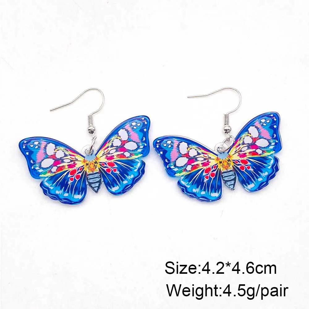 Colorful Butterfly Dangle Earrings Insect Moth Wing Acrylic Earrings Boho Vacation Jewelry Gifts for Women and Girls