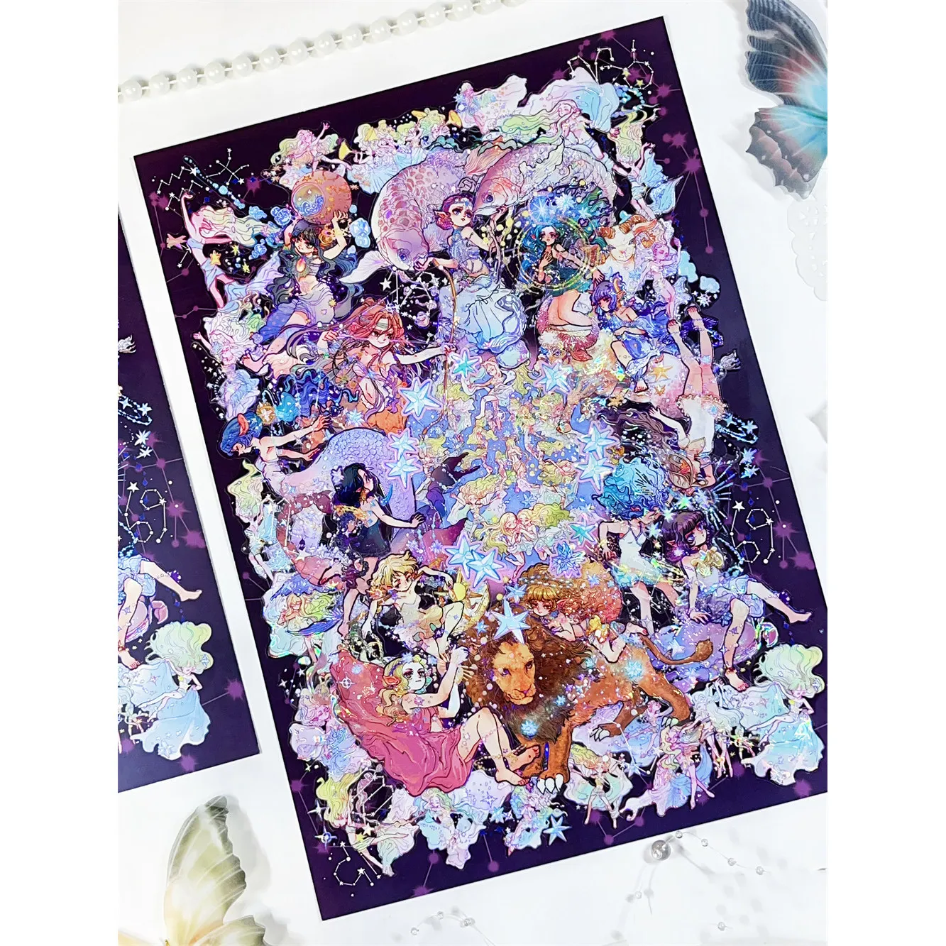 Muyao Li Fugui Shell Light Constellation Myth DIY Miniature Scene European Figure Journal Scrapbooking Sticker