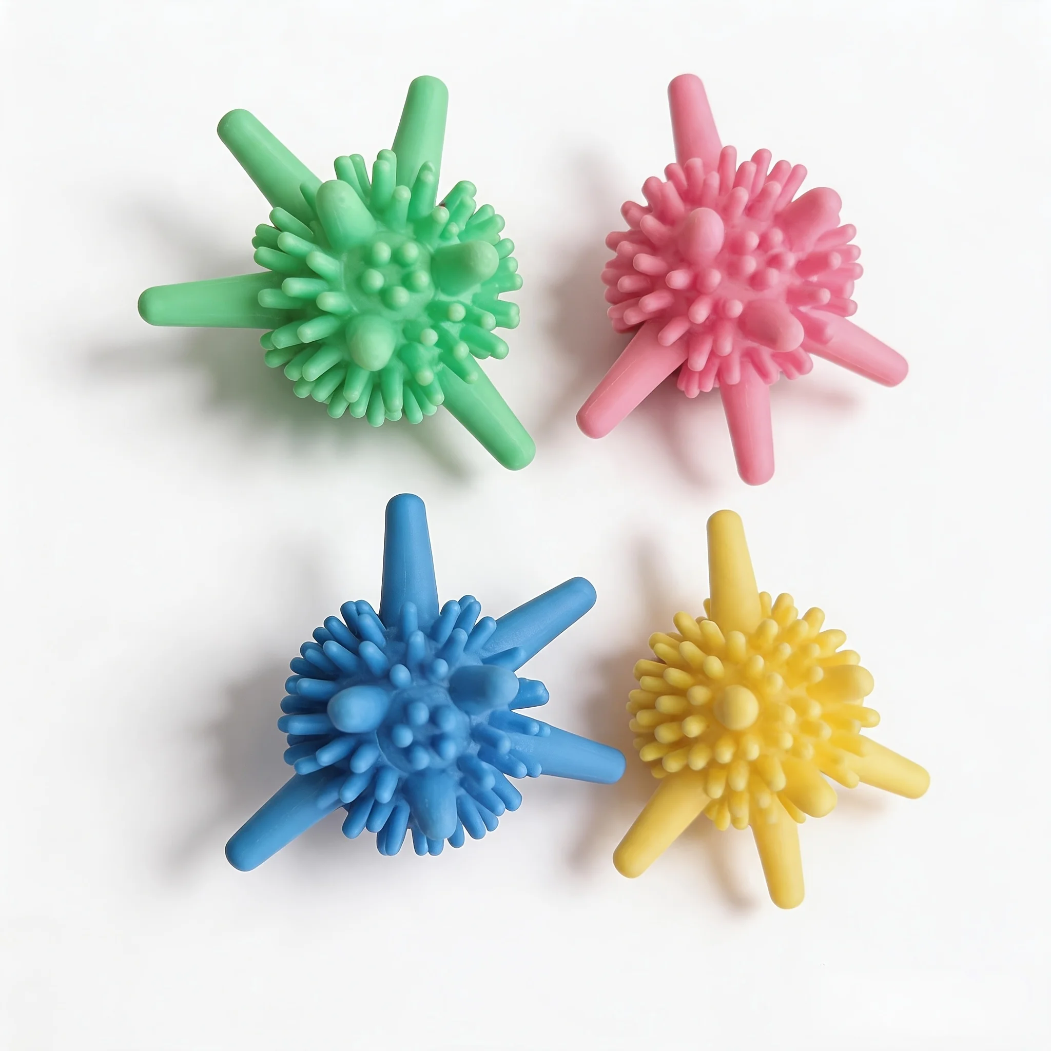 Spiked Dog Chew Toy Ball, Color Random,Soft Material Puppy Teething Ball with Textured Spikes Helps Clean Teeth and Massage Gums