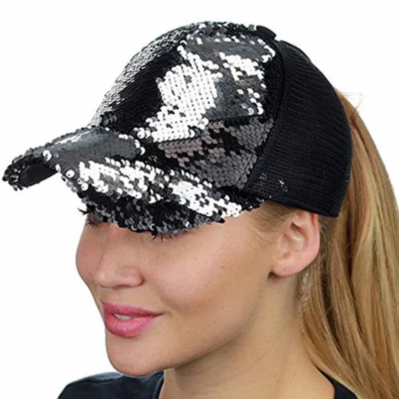 

New Summer Baseball Caps for Men and Women Mermaid Two-Color Sequined Unsex Breathable Outdoor Truck Hats Mesh Cap