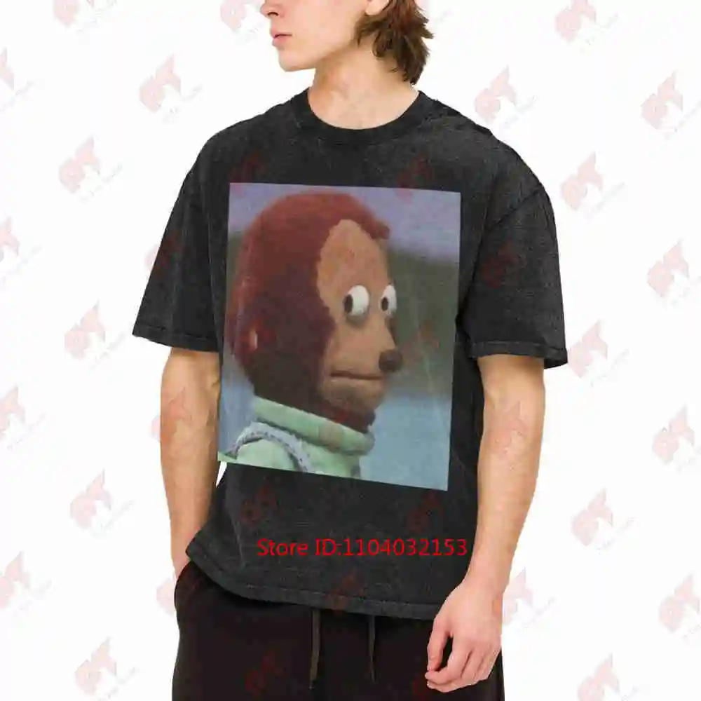 Monkey Puppet Meme Awkward Side Eye Vintage Washed Tee Pure Cotton T-Shirt