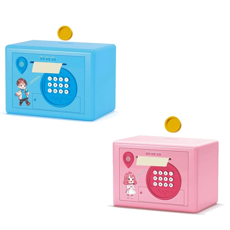 Piggy Bank For Kids,Fingerprint Password Money Saving Box,Coin Bank Money Safe ATM Machine Gift For Birthday