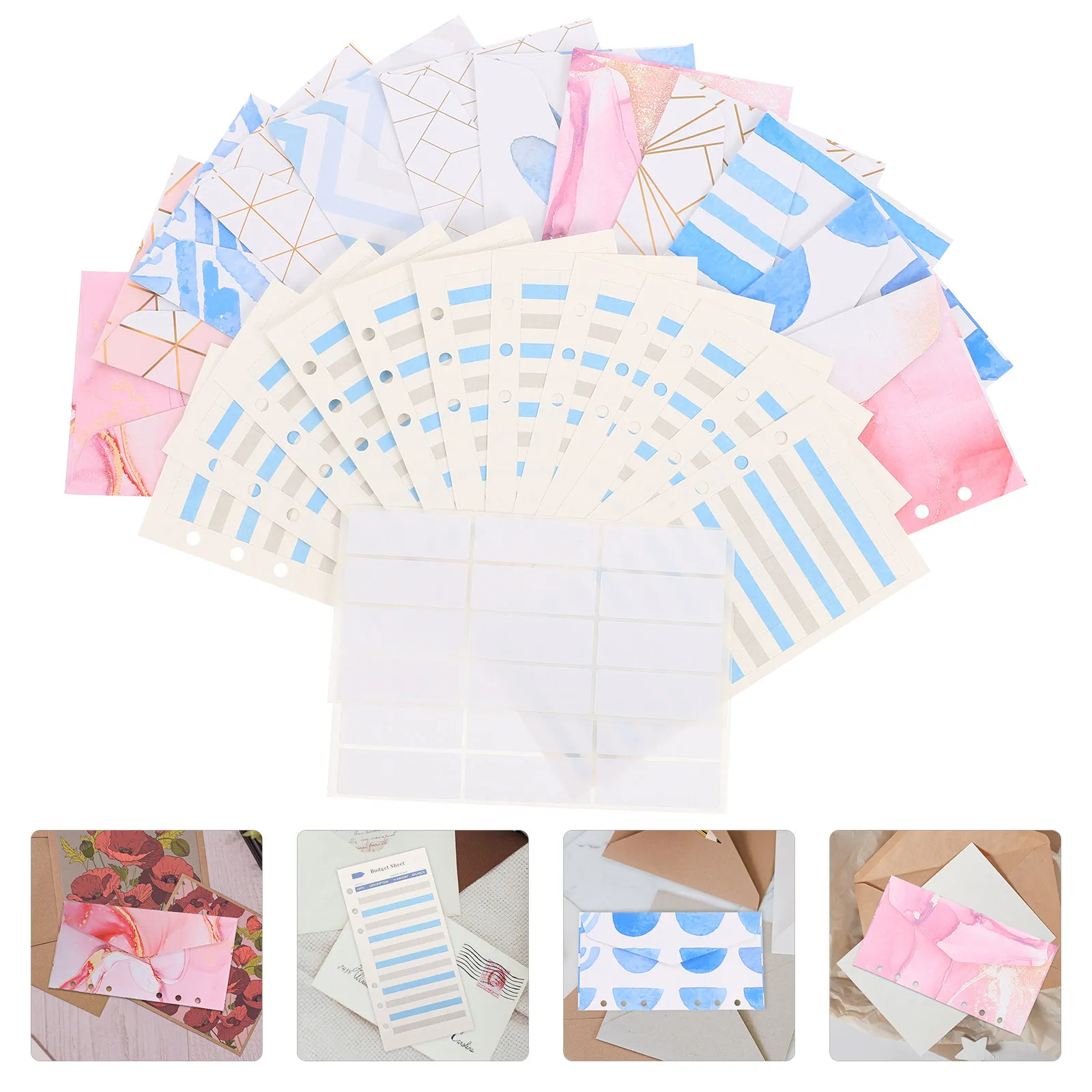

1Set Waterproof-Resistant Cash Envelopes Budget System Thick Paper Envelopes with Expense Tracking Sheets for Binder Budget