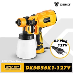 New BR Plug DEKO 127V HVLP Handheld Spray Gun, DIY Easy Spraying High Power Electric Paint Sprayer for Brazil, 3 Nozzle Sizes