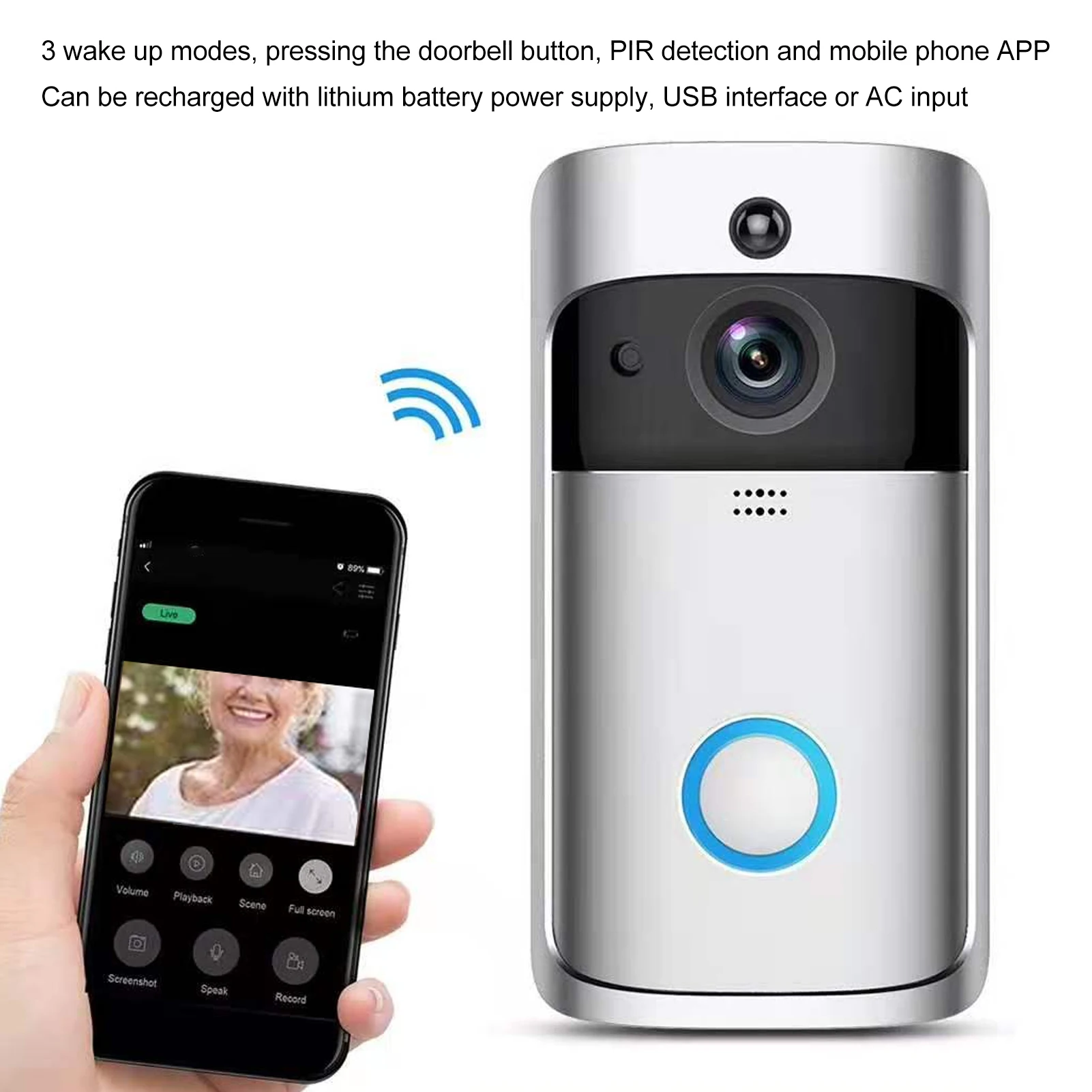 Video Door Bell Intelligent WiFi 720P Camera Night Vision Remote Visual Intercom Doorbell for Home Video Door Bell WiFi Doorbell