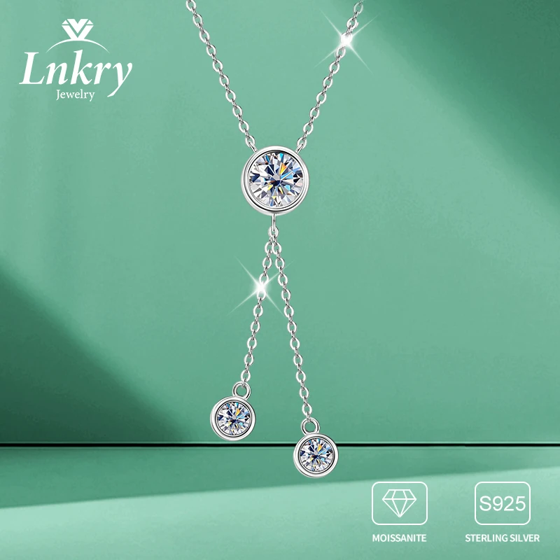 

Сертифицированное Lnkry ожерелье из муассанита 6,5 мм и 4 мм для женщин, Bijoux Argent, стерлинговое серебро 925 пробы, кулон с кисточкой, ожерелья, ювелирные изделия