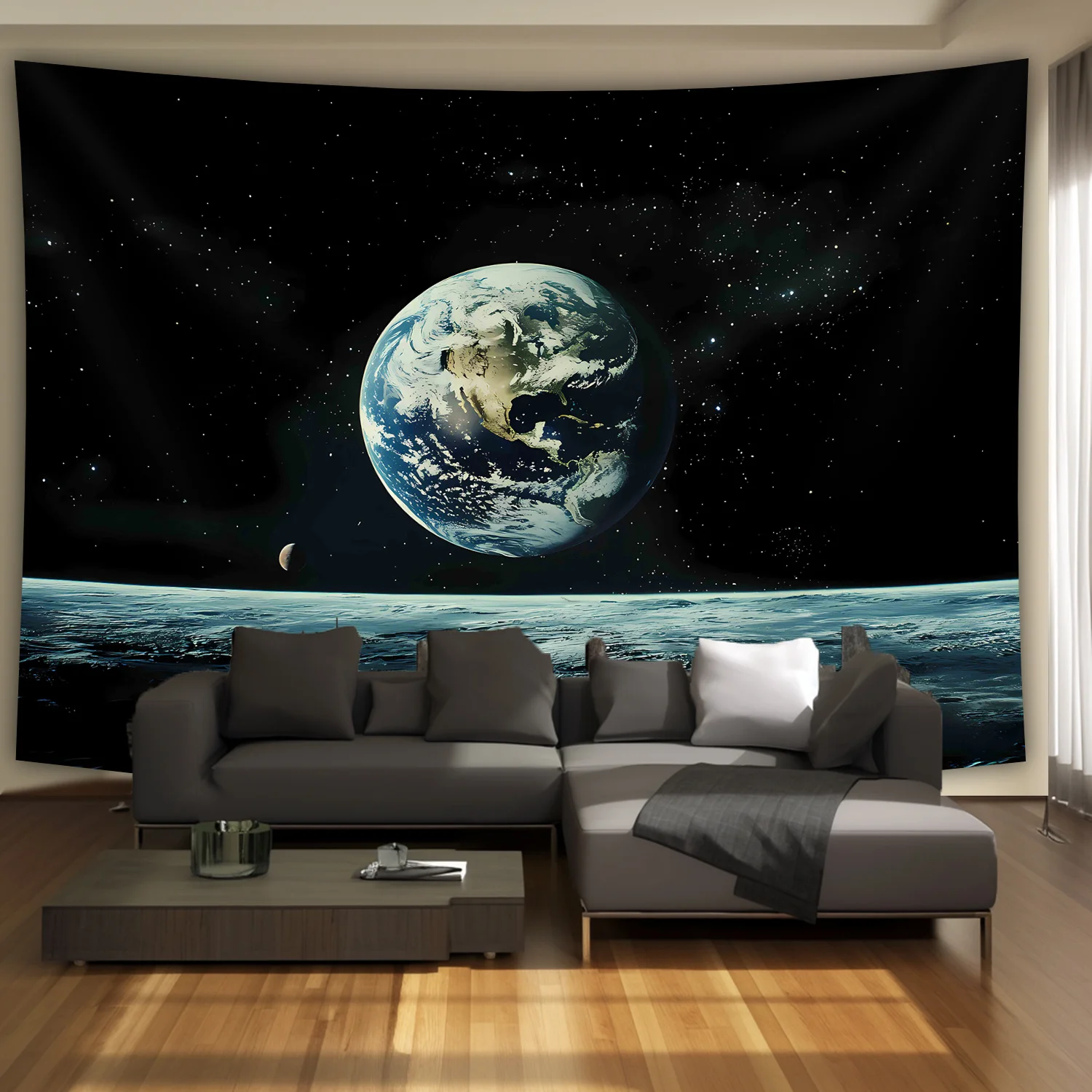 Large Cosmic Galaxy Earth Space Stars Tapestry Wall Hanging Decoration Artwork for Living Room Bedroom Celestial Decor