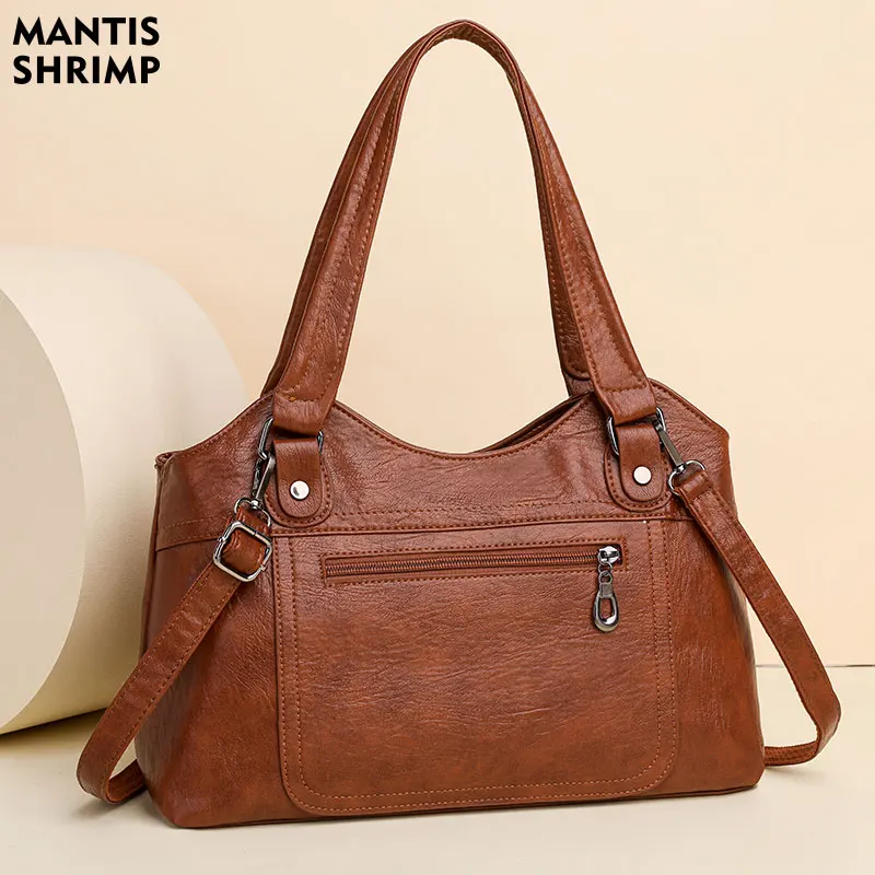 

Women Bag PU Leather Fashion Design Crossbody Bag Vintage Large Capacity Handbag Female Totes All Match Shoulder Messenger Pack