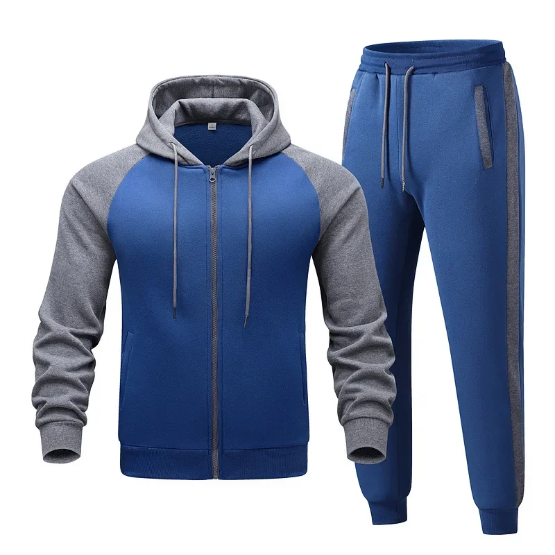 

Cardigan Zipper Outerwear Men Sets Two Pieces Spliced Pencil Pants Ankle Length Skinny Sports Pockets Casual 2025 Patchwork