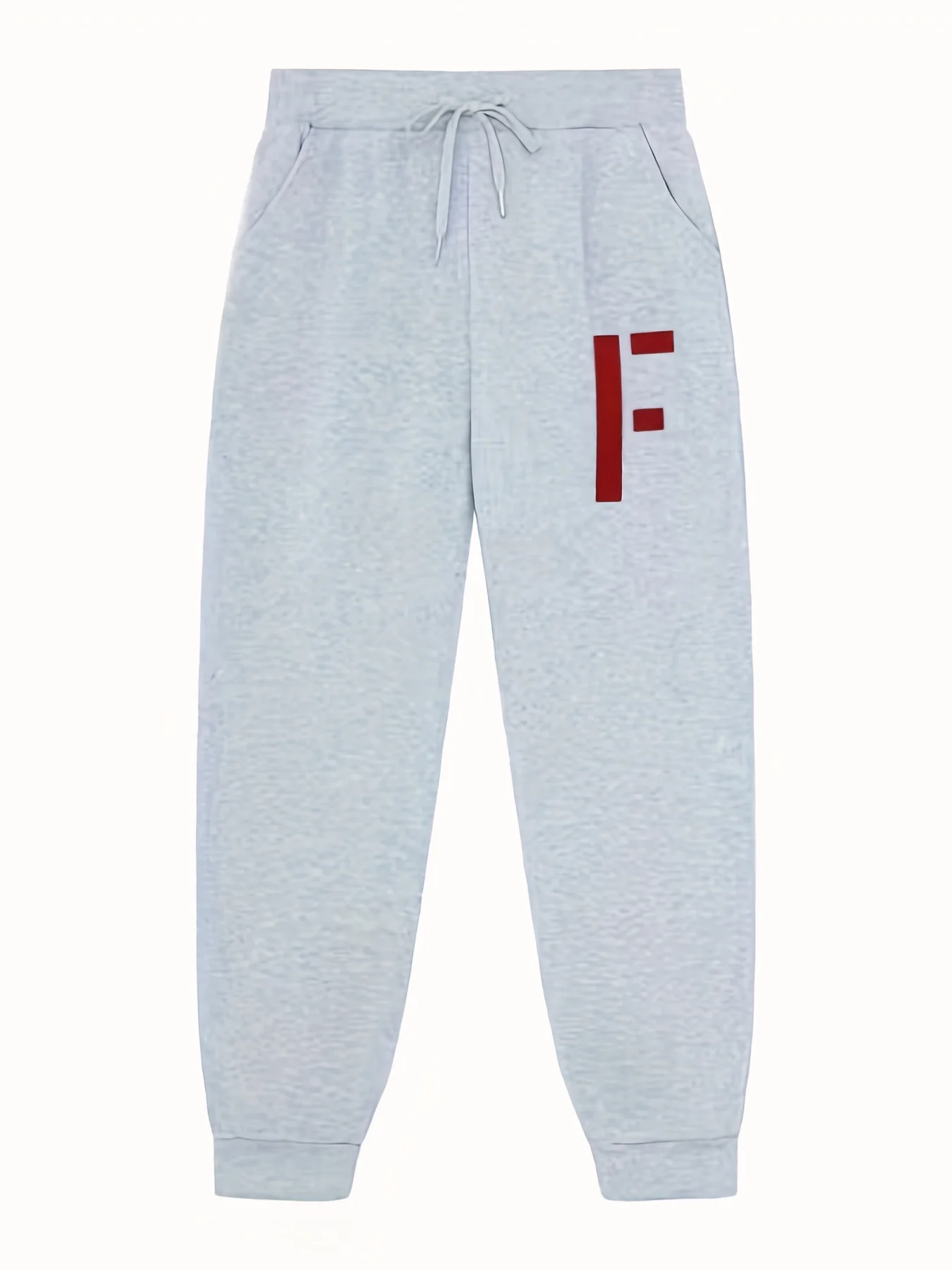 Clean‑lined Solid Red Block Letter F Modern Typography Motif Fine Print Relaxed Men Sweatpants Hip Hop Casual Jogger Pants