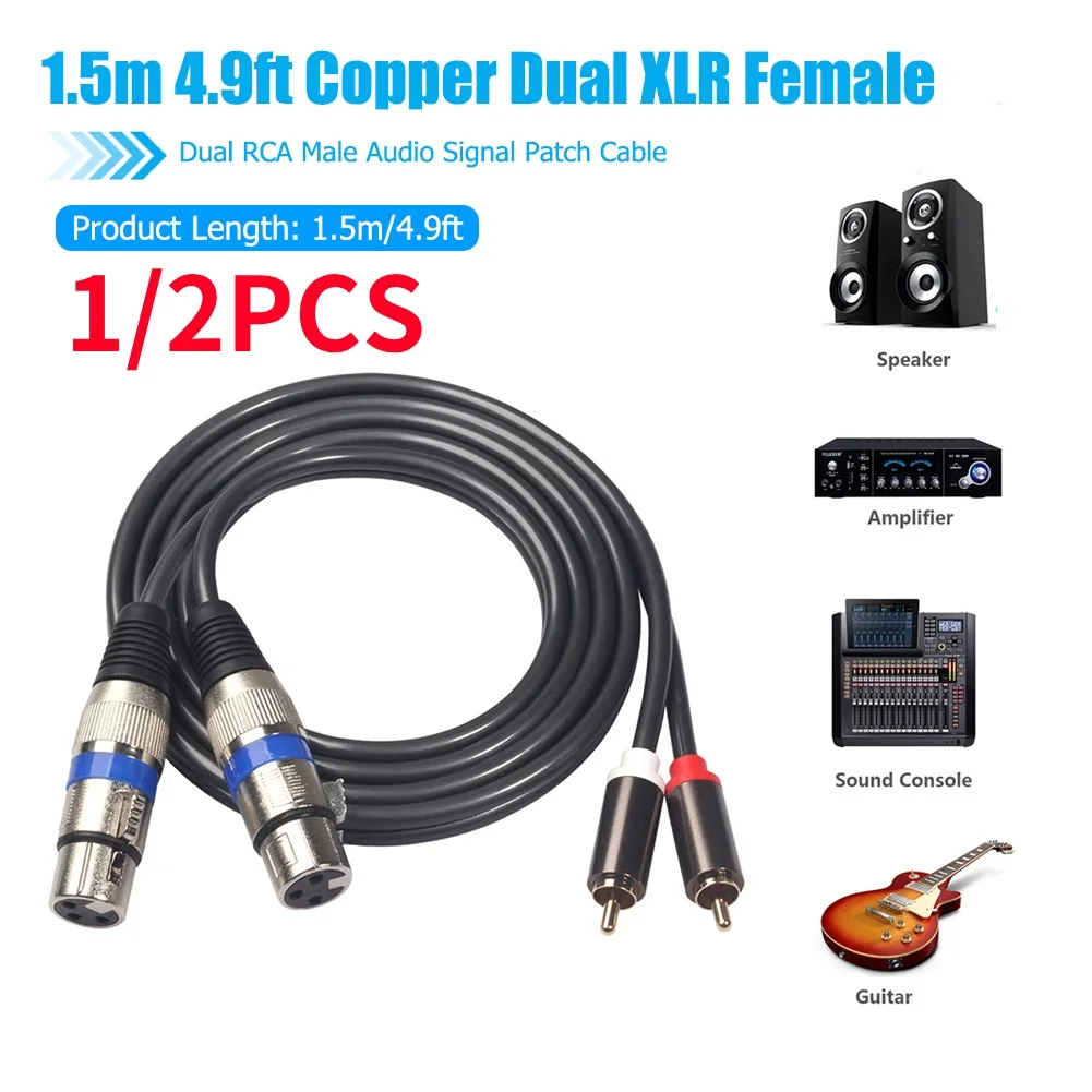 1/2PCS 2RCA Auf 2XLR Kabel Dual XLR Buchse Auf Dual RCA Stecker Audio Kabel für Mikrofon mixer Verstärker DVD Lautsprecher Mikrofon ﻿