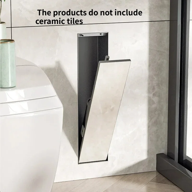 Hidden stainless steel niche toilet recessed toilet brush bathroom in-wall customizable rack Customization required
