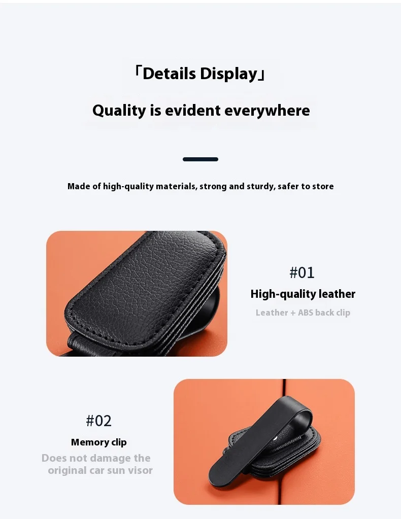 2-teiliger Sonnenbrillenhalter, geeignet für Auto-Sonnenschutz, magnetischer Sonnenbrillenclip aus Leder und Ticketclip, Auto-Sonnenschutz-Zubehör – Detail 17