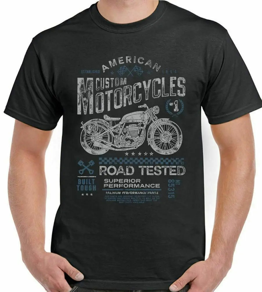 Retro American Custom Motorcycles Biker Motorcyclist T Shirt. Short Sleeve 100% Cotton Casual T-shirts Loose Top Size S-3XL