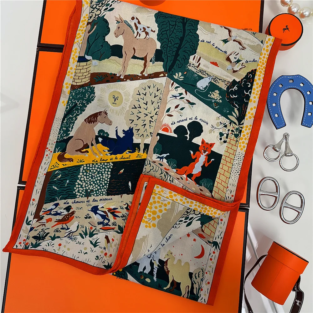 30 % Seide, 70 % Kaschmir-Schal für Damen, handgerollt, bedruckt, lange Schals, Wickel, Bandana, große Tücher, Hijabs, weibliche Foulards, 160 x 32 cm – Detail 3