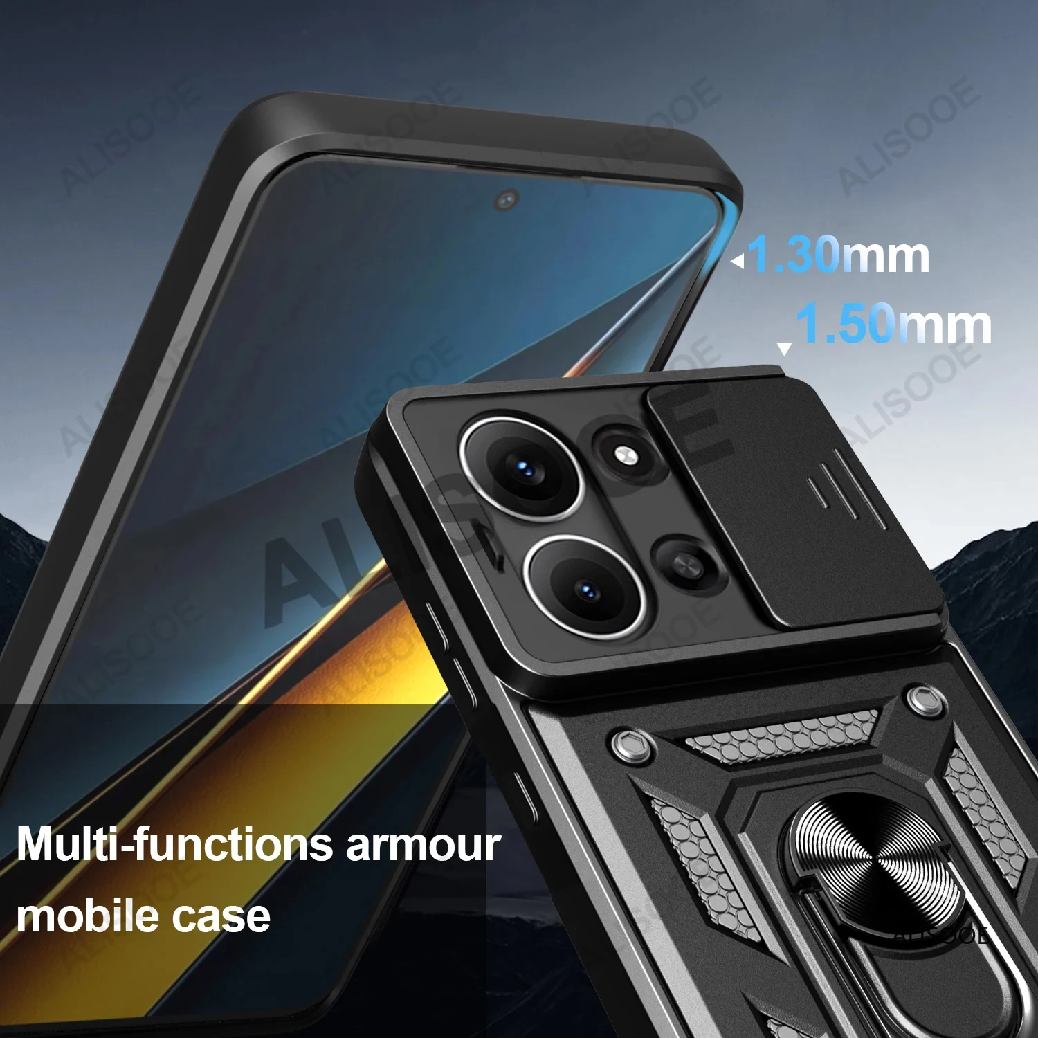 Für Xiaomi Redmi 15C (173mm) Europa Version Fall Rüstung Rutsche Kamera Drehbare Ring Ständer Halter Schutz Abdeckung Capa Funda