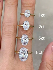 925 Sterling Silve Gorgeous Shiny 1-8CT Zircon Oval Stone Ring For Women Engagement Wedding Luxury High Quality Fine Jewelry