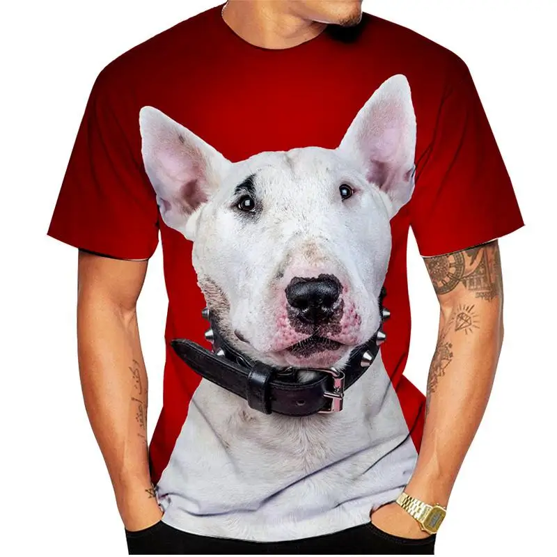 Novelty Men\'s Women\'s Kids T-shirts Fashion Bull Terrier 3d Printing Trendy Dog Patterns Fun Sports Breathable Lightweight Tops