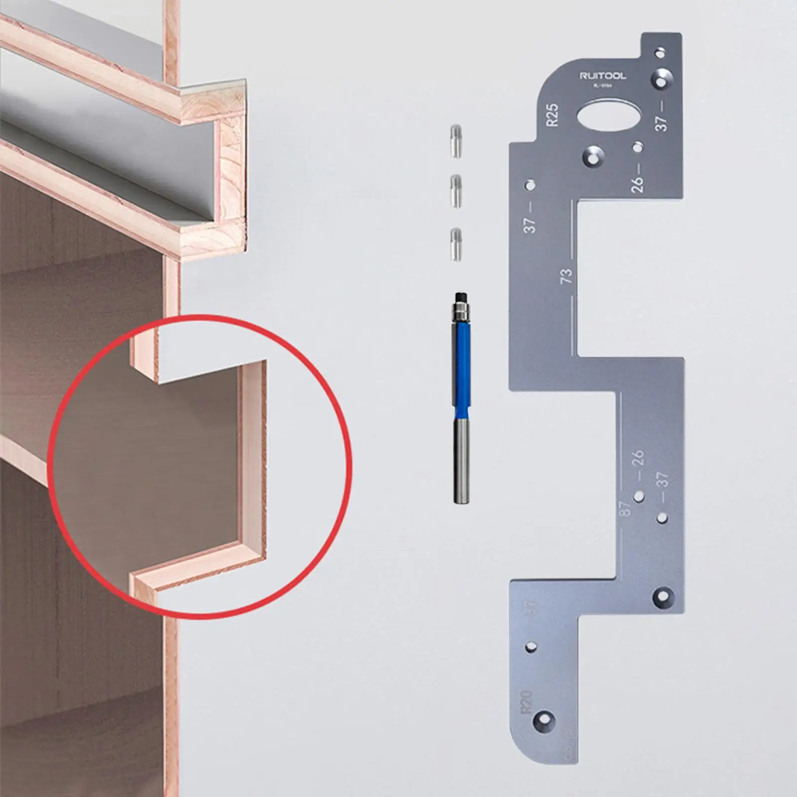 

Handle Free Slotting Tool Aluminum Alloy Wood Grooving Guide Slot Positioning Tool for Kitchen Cabinet Closet Door Wardrobe