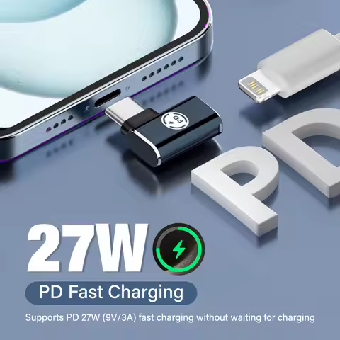 PD 27W USB Type C To Lighting Female Adapter For iPhone 15 16 iPad Macbook Converter Data Charger Cable 90 Degree USBC Connector
