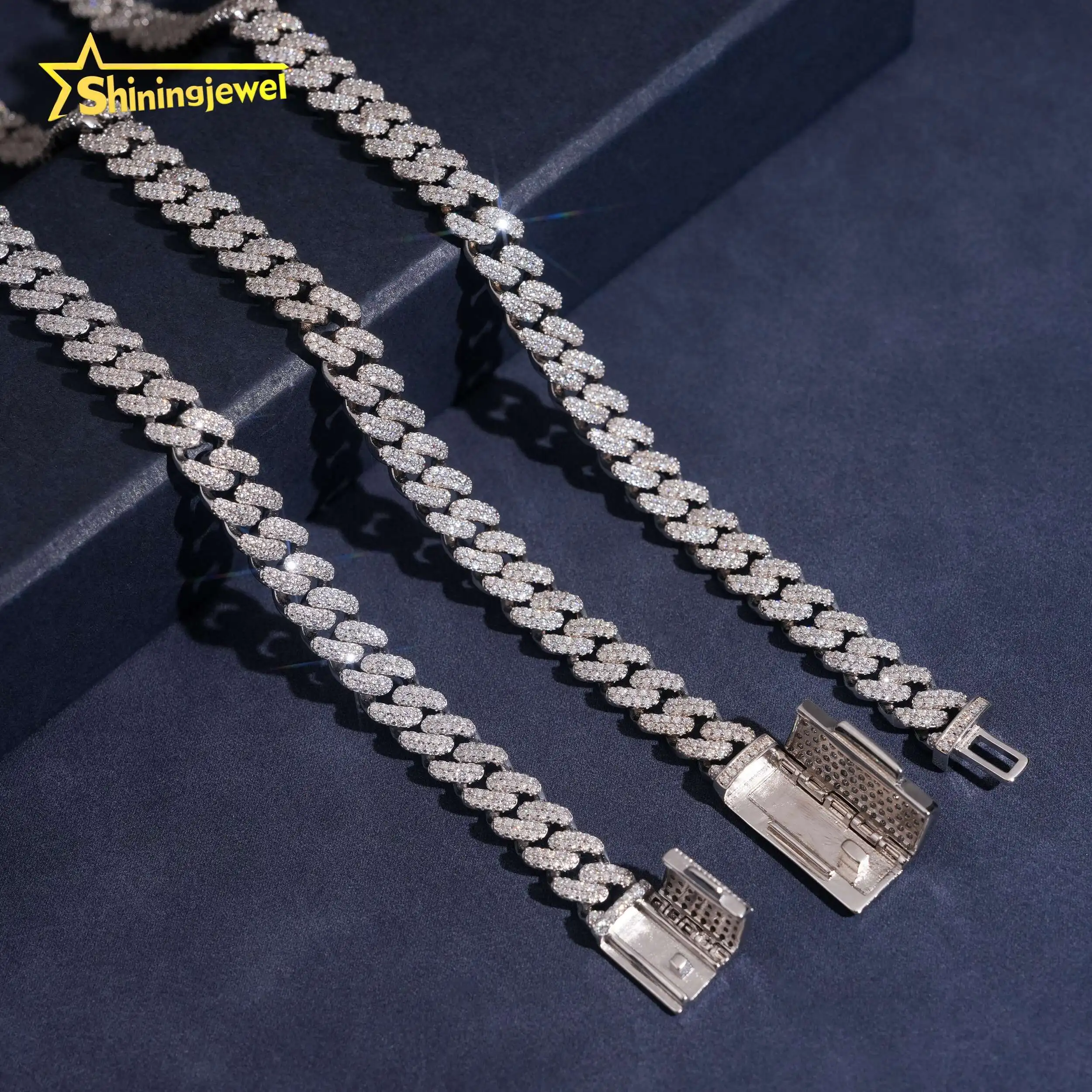 925 Silver Moissanite Diamond Cuban Link Hot Sale 8mm Cuban Chain Moissanite Hip Hop Jewelry...