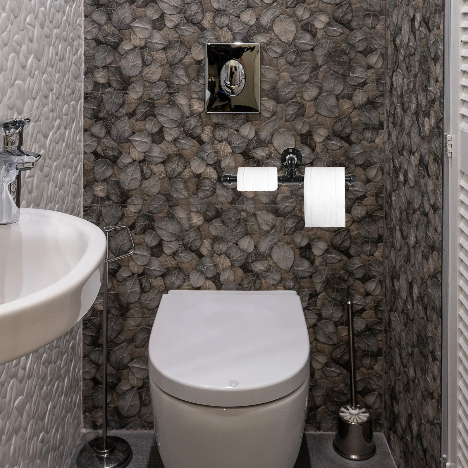 

Vintage Wall Mount Paper Tissue Holder Iron Pipe Rustic Design for Kitchen Bedroom Bathroom Toilet Roll Holder