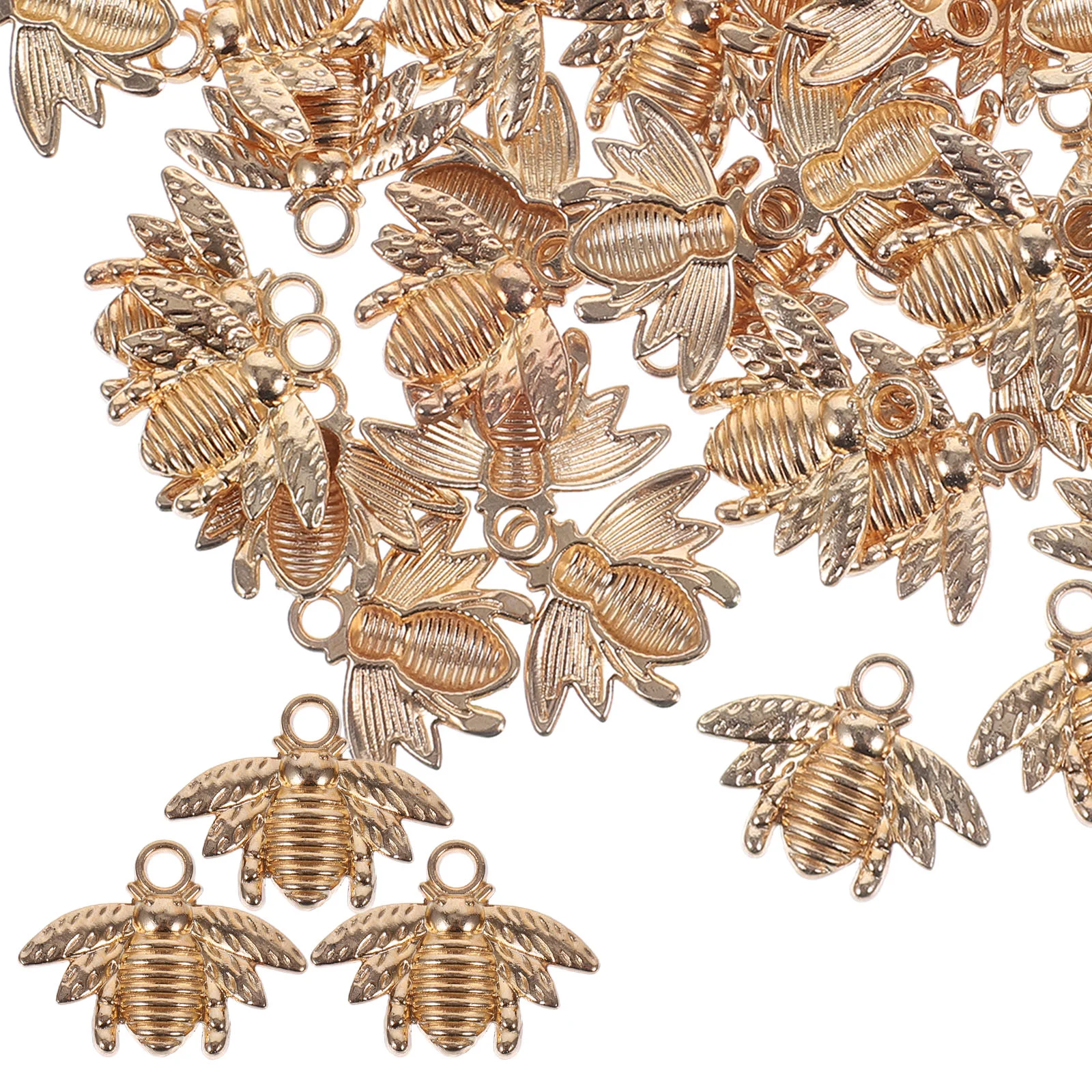 50 Pcs Bees for Crafts Little Pendant Jewlery Charms Earrings Keychain Necklace