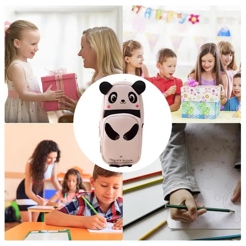 Pencil Case Pouch Large Panda Stationery Cosmetics Storage Bag Makeup Organization Bag With 2 Compartment Stationery Organizer