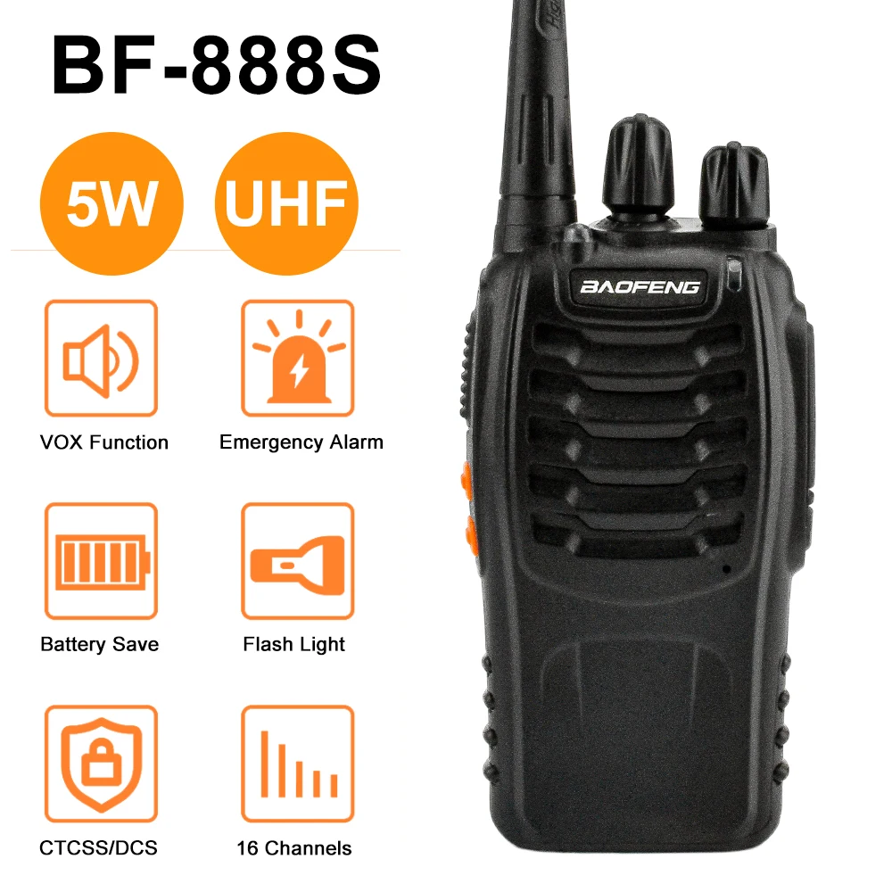 2Pcs/Pack Walkie Talkie Baofeng BF-88E PMR 16Channels 400-470MHz License Free Radio with USB Charger and Earpiece