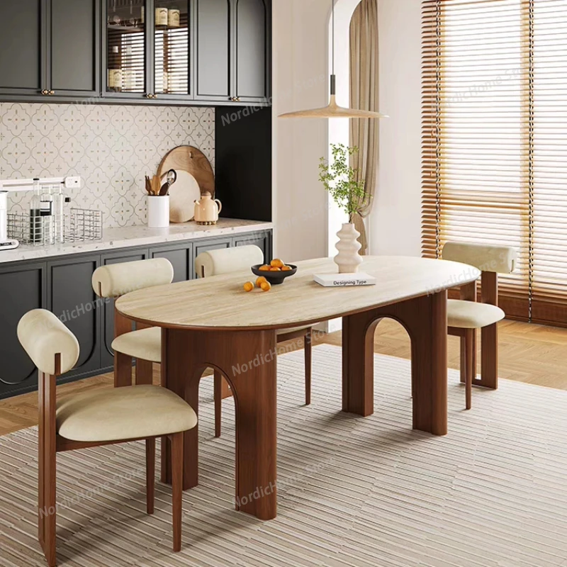 

Brown 6 Person Dining Table Luxury Designer Unique Living Room Dining Table Restaurant Nordic Tavoli Da Pranzo Home Furniture