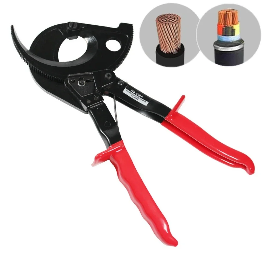 HS520A Heavy Duty Ratchet Cable Cutter Ratcheting Wire Cutting Hand Tool For Copper Aluminum Cables Cutting Max 400mm² Cu/Alu Ca